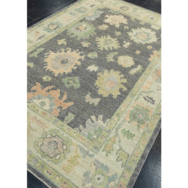Turkish Turkish Oushak Rug 6'1" x 8'11" For Sale - Image 3 of 8