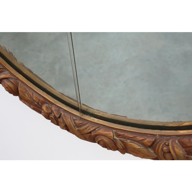 1920s French Art Deco Oval Mirror in Gilded Oak, 1920s For Sale - Image 5 of 11