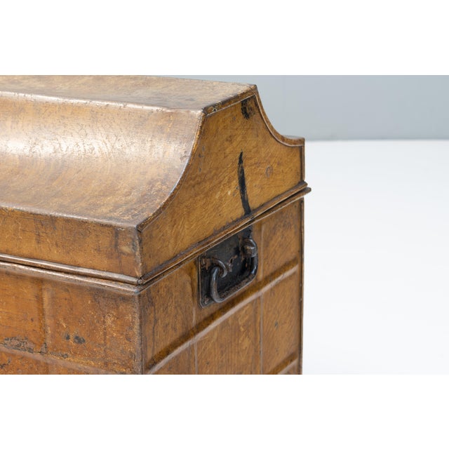 Metal Antique Tin Trunk, 1900 For Sale - Image 7 of 9