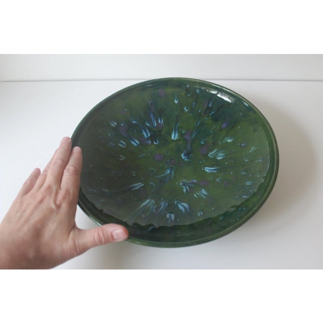 Mid-Century Modern Large Shallow Studio Pottery Bowl With Drip Glaze For Sale - Image 4 of 9