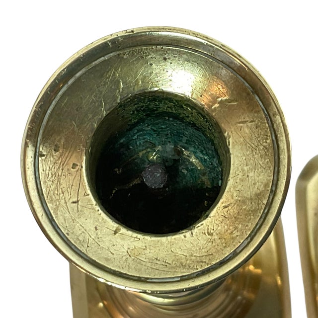 Antique English Beehive Brass Ejector Candlesticks - A Pair For Sale - Image 9 of 15