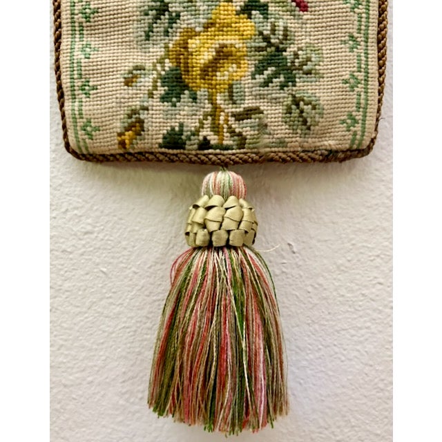 White Early 20th Century Victorian Style Needlepoint Bell Pull For Sale - Image 8 of 9