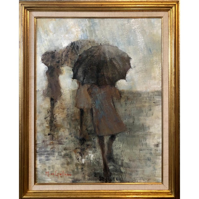 Michel De Gallard, France (1921-2007). Oil on canvas signed lower left, Silver gilt and dark wood frame. Provenance: Label...