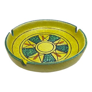 1960s Italian Pottery Fat Lava Tray With Sunburst Design For Sale