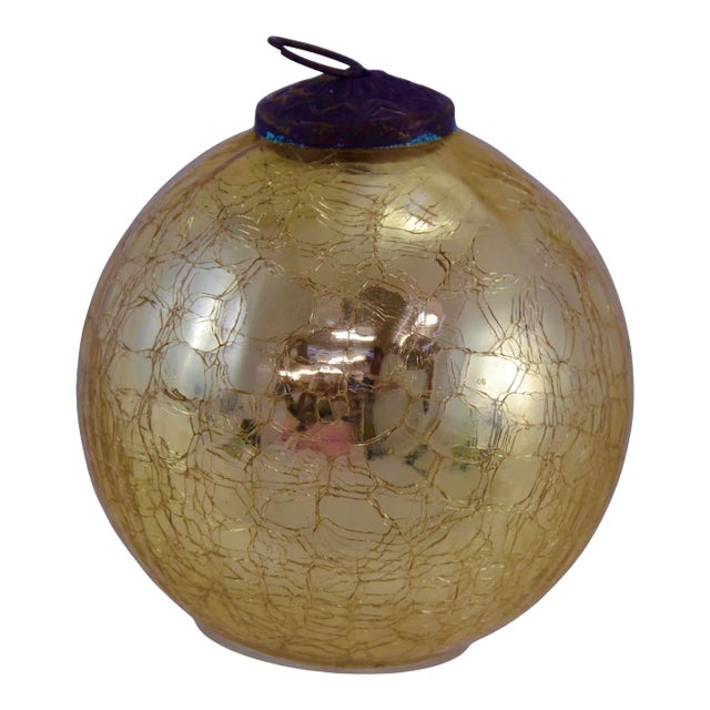 Gold Blown Glass Kugel 4" Ornament For Sale
