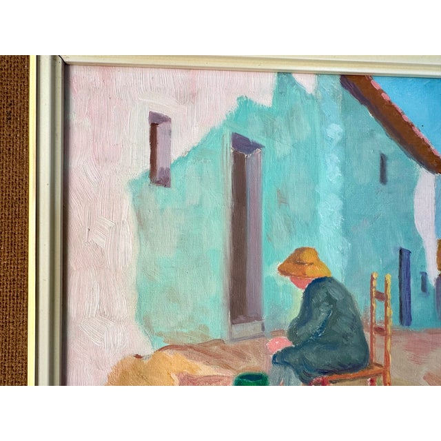 Espinosa, Mediterranean Village Scene, 1980s, Oil on Canvas For Sale - Image 3 of 10