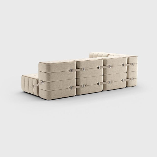 Contemporary Curt Modular Set - Flexible Small Corner Sofa - Jet - 9110 (Grey / Beige) by Ambivalenz, Set of 9 For Sale - Image 3 of 5