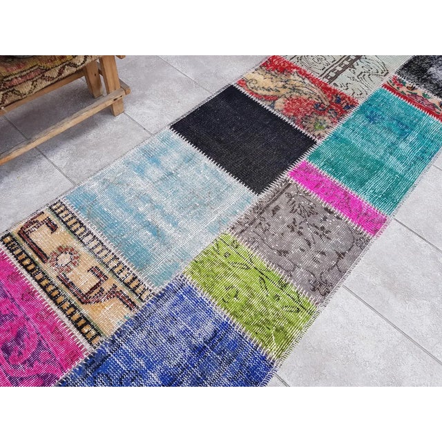 Textile Mid 20th Century Bohemian Anatolian Wool Runner Rug For Sale - Image 7 of 10