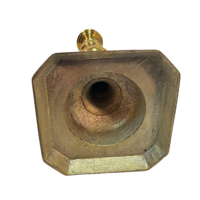 1970s Tall Brass Candle Holders - A Pair For Sale - Image 9 of 9