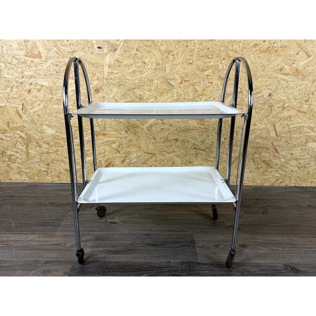 Space Age Chrome and White Serving Trolley, 1960s-1970s For Sale - Image 12 of 17