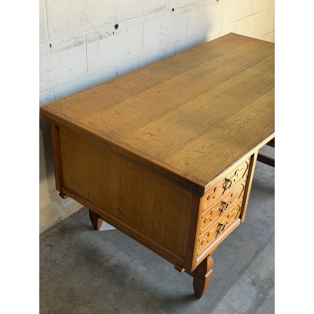 In Style of Henning Kjærnulf Danish Oak Double-Sided Executive Writing Desk Mid-Century Modern 1960s For Sale - Image 9 of 11