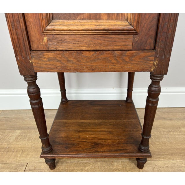 Metal French Bedside Table in Oak with Marble Top For Sale - Image 7 of 17