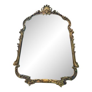 Vintage Italian Giltwood Floral Shell Mirror For Sale