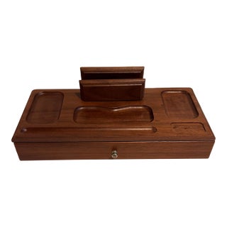 Vintage Walnut Dresser Valet Jewelry Box For Sale