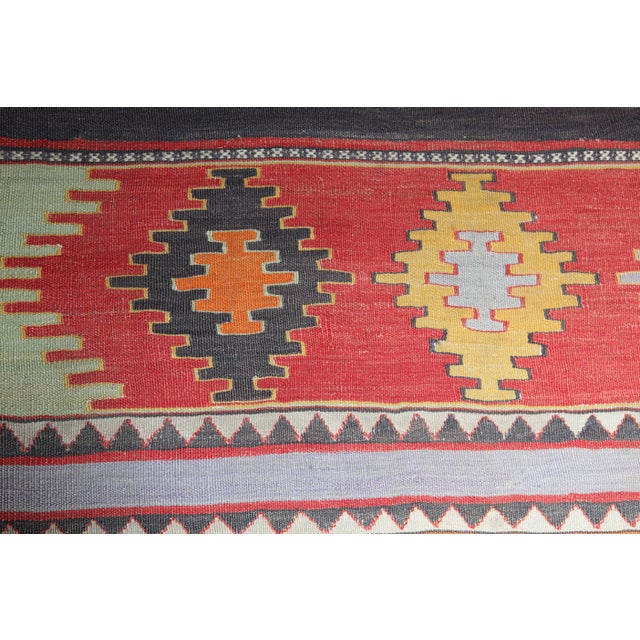 Tribal 1950s Multi Soft Colors Vintage Turkish Kilim Rug-5' 7'' X 10' 7'' For Sale - Image 3 of 12