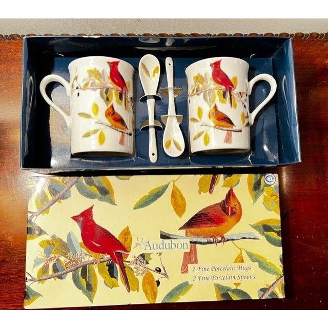 National Audubon Society Northern Cardinal Mug and Spoon Sets Godinger & Co - 4 pcs with Box For Sale - Image 4 of 8