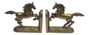 Vintage Hand Crafted Brass Horse Book Ends - a Pair