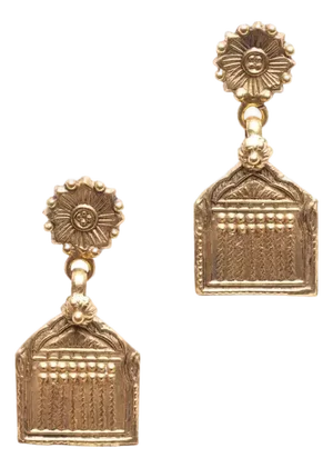 Pair of 22k Gold Hindu Pendant Earrings