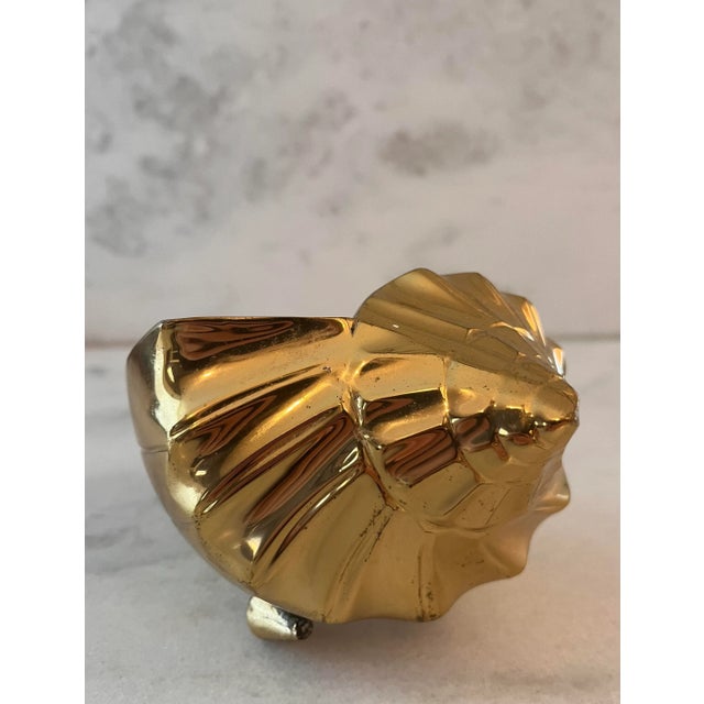 Mid 20th Century Vintage Large Brass Seashell For Sale - Image 5 of 11