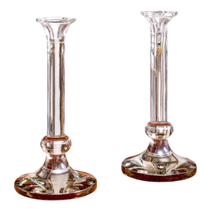 Vintage Glass Candlesticks—A Pair