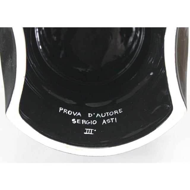 Ceramic Jaipur Vase in Black Enamelled Ceramic by Sergio Asti, 1980s For Sale - Image 7 of 8