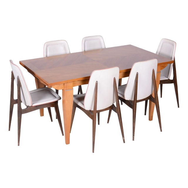 Art Deco Oak & Spruce Folding Table attributed to J. Leleu, France, 1920s For Sale