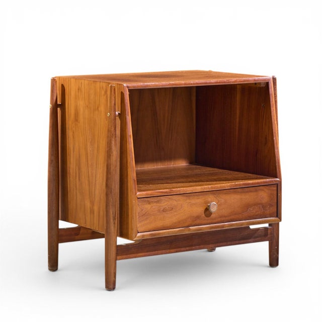 Kipp Stewart for Drexel Declaration Mid Century Walnut Floating Nightstand For Sale In Chicago - Image 6 of 11