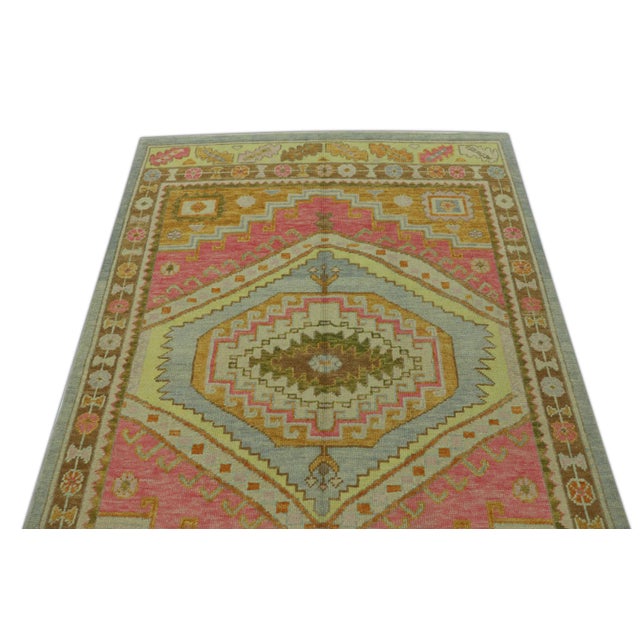 Modern Turkish Oushak Rug 5'1" x 6'11" For Sale - Image 4 of 6