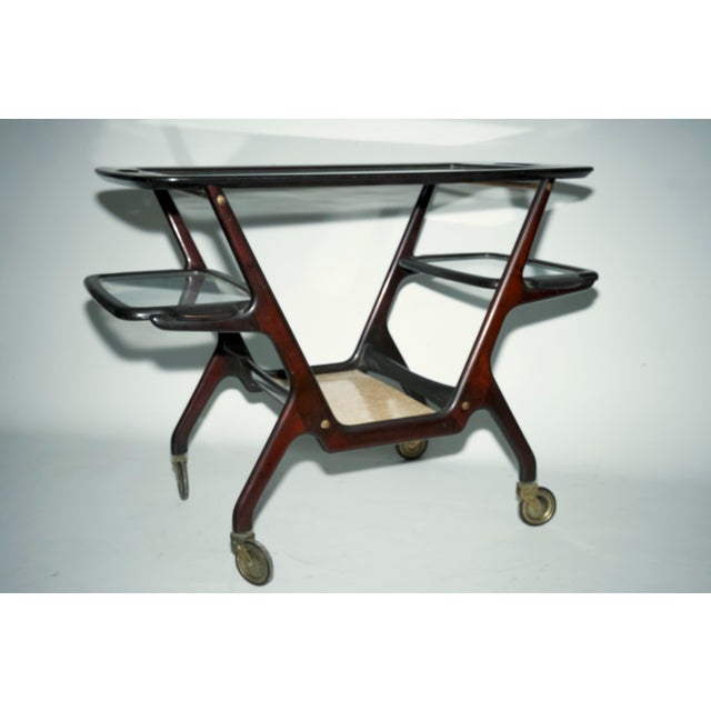 Mid-Century Modern Mid-Century Modern Italian Wooden Bar Cart by Cesare Lacca, 1950s For Sale - Image 3 of 14