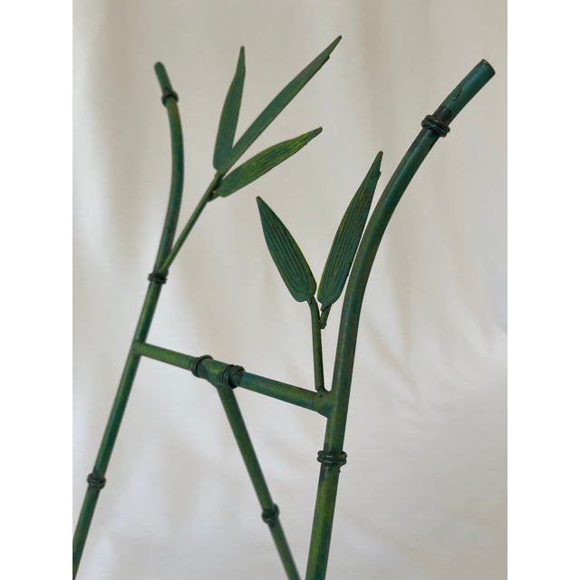Green Hollywood Regency Faux Bamboo Metal Picture Frame Tabletop Easel For Sale - Image 8 of 10