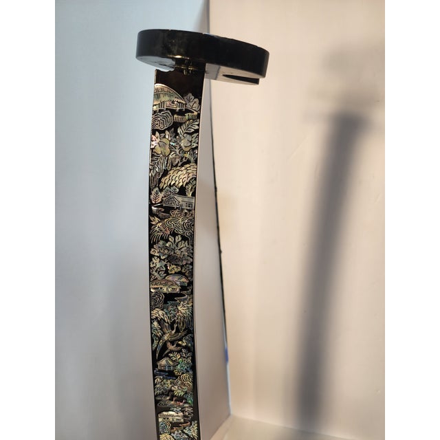 Antique Japanese Sword Stand: Black Lacquer With Abalone Inlay For Sale In Seattle - Image 6 of 10