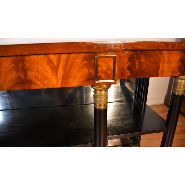 1920s Antique French Empire Flame Mahogany Mirror Back Console Table For Sale - Image 12 of 18