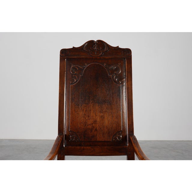 Antique Armchair in Hand Carved Oak, 1700s For Sale - Image 9 of 18