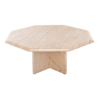 Italian Coffee Table in Travertine with Fossils, 1970s For Sale