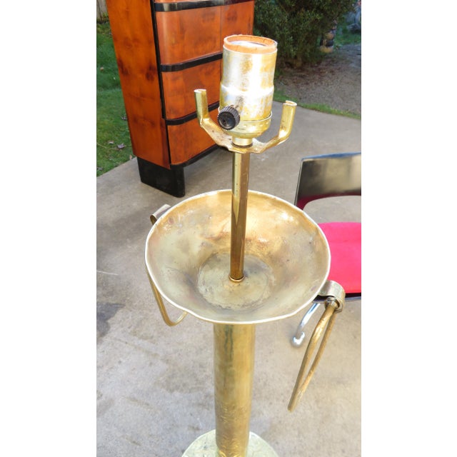 Monumental 4ft Vintage Hammered Brass Ottoman Revival Floor Lamp ~ Repousse Art ~ Hollywood Regency / Bohemian ~ Antique Lighting For Sale - Image 14 of 18