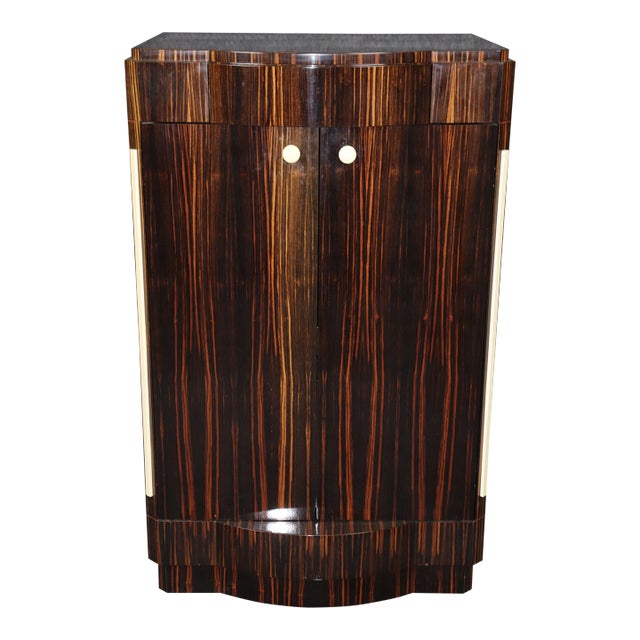 Custom-Made French Macassar Ebony Ruhlman Style Art Deco Bar or Media Cabinet For Sale