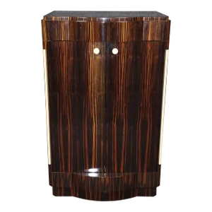 Custom-Made French Macassar Ebony Ruhlman Style Art Deco Bar or Media Cabinet