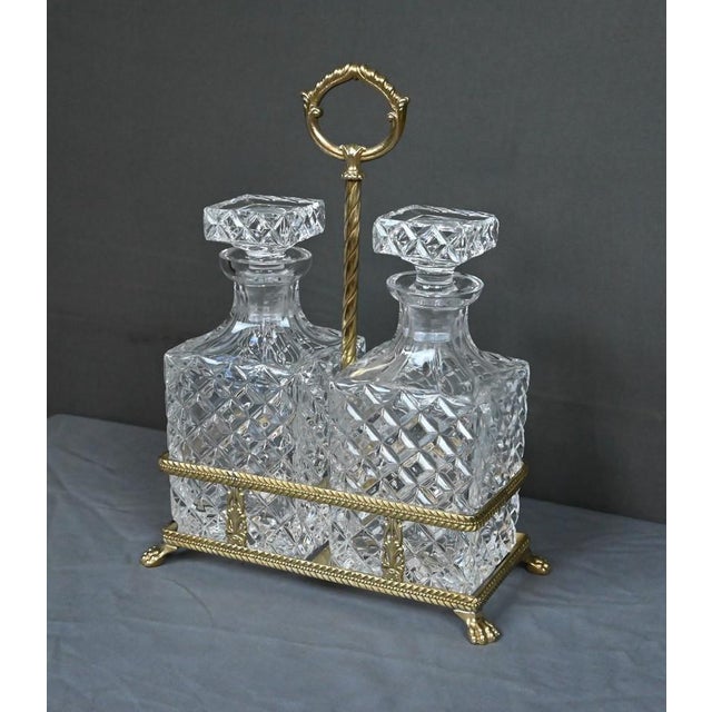 Bronze and Crystal Liquor Cabinet, Late 19th Century, Set of 3 For Sale - Image 4 of 18