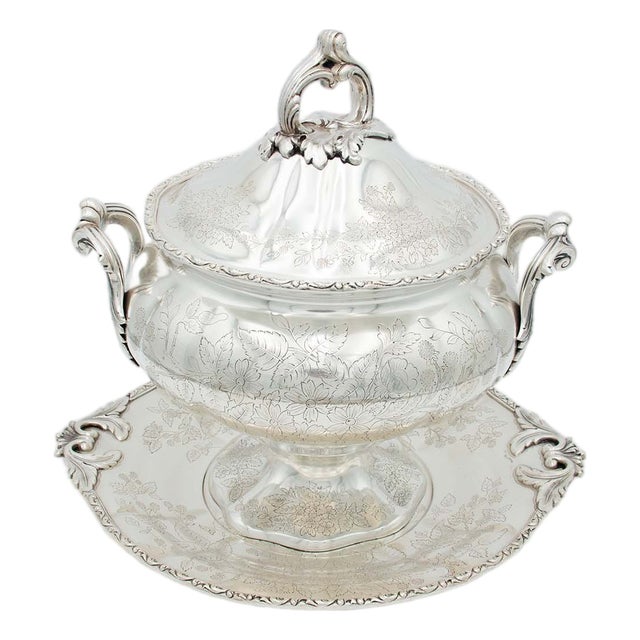 Silver Soup Tureen with Floral Motifs For Sale