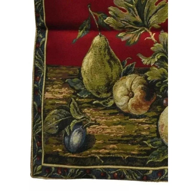 Early 21st Century French Wall Hanging Tapestry Jacquard Aubusson Fruit Still Life Red For Sale - Image 5 of 7