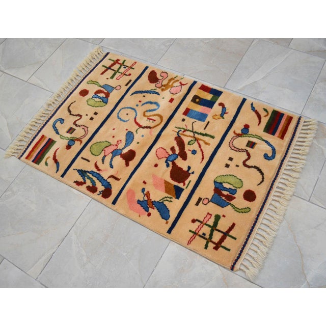 Kandinsky - Four Parts - Inspired Hand Knotted Area Rug Small Rug 2′7″ × 4′2″ For Sale - Image 14 of 18