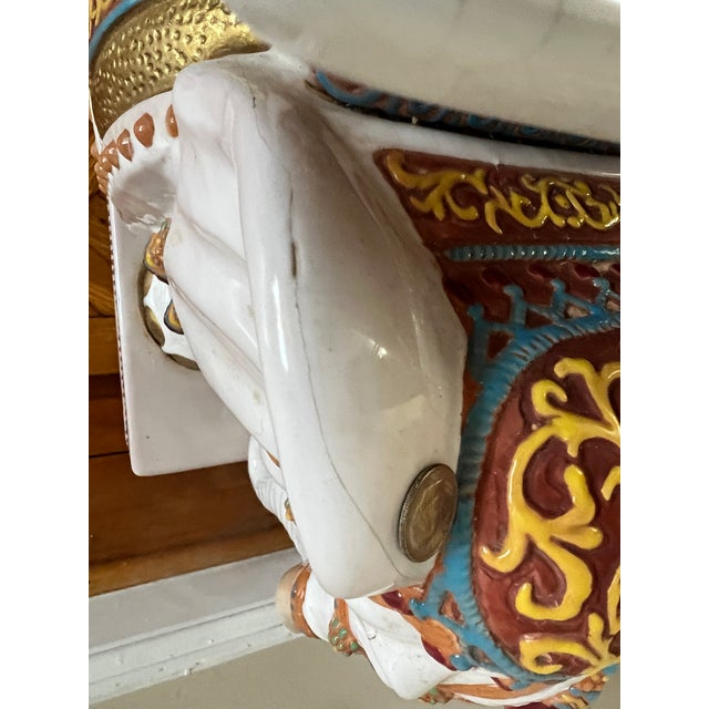 Pair of Vintage Wen Hing Ceramics Taiwanese Elephant Garden Stools / Pedestals For Sale - Image 9 of 10