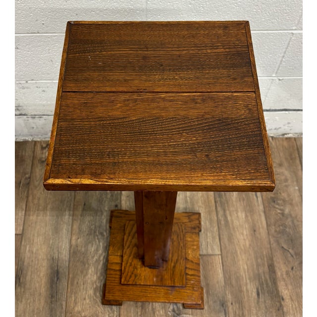 Mission Antique Mission Arts and Crafts Oak Pedestal Plant Stand Statue Pedestal For Sale - Image 3 of 9