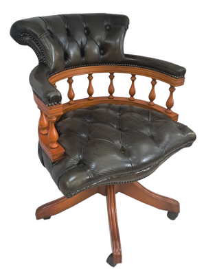 Vintage Chesterfield Chair in Green Leather, 1980s