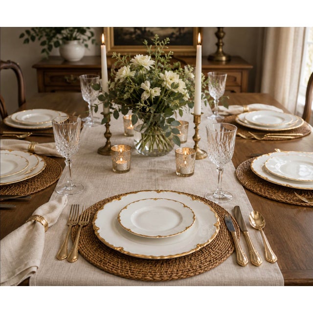 A beautifully curated 43-piece collection of antique European porcelain dinnerware featuring coordinating pieces by...