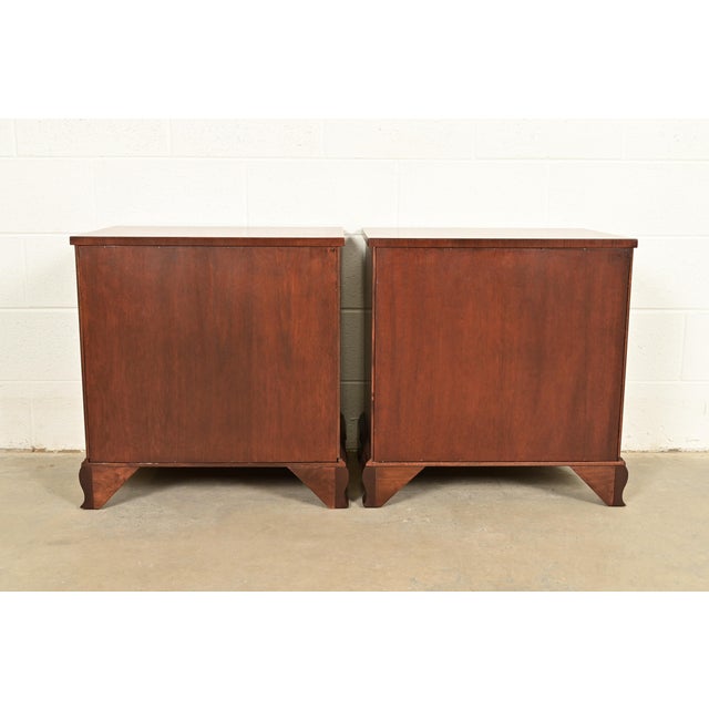 Baker Furniture Chippendale Carved Mahogany Nightstands, Newly Refinished For Sale - Image 14 of 15
