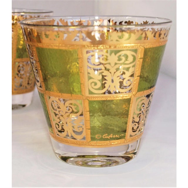 Mid-Century Modern Vintage Mid-Century Culver Prado Gold & Green Cocktail Glasses- Set of 6 For Sale - Image 3 of 5