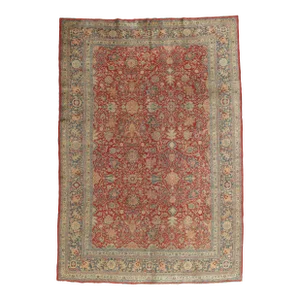 Antique Tabriz Carpet, Fine Oriental Rug, Hand Made, Red, Royal Blue Persian Rug