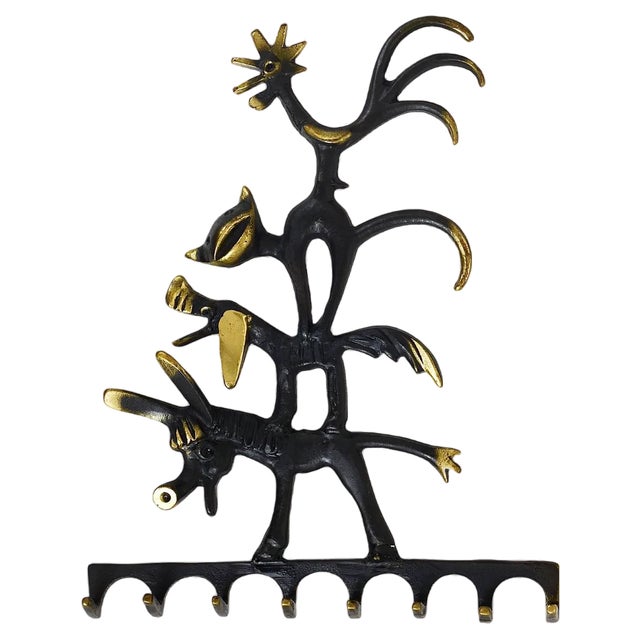 Brass Animal Key Hanger by Walter Bosse for Hertha Baller, Austria, 1950s For Sale