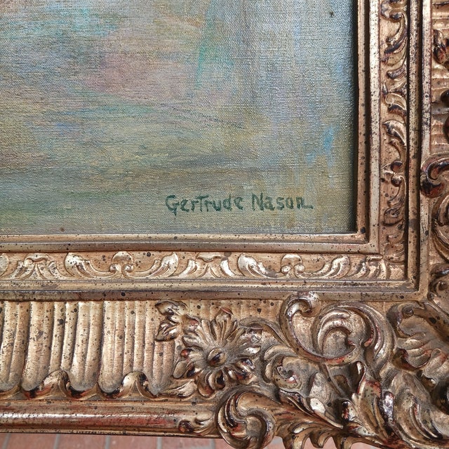 Textile Gertrude Nason Abstract Oil on Canvas Exhibited National Academy of Design 1957 For Sale - Image 7 of 10